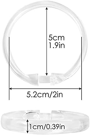 Clear Plastic Shower Curtain Rings, 12 PCS Circular Plastic Shower Curtain Hooks for Bathroom Shower Curtain Rod, Clear Shower Hooks for Shower Curtain, O Shaped Shower Rings for Curtain