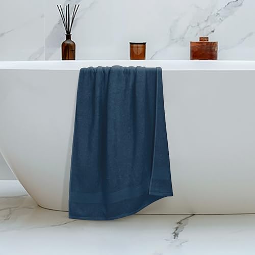 Belizzi Home 4 Pack Bath Towel Set 27x54, 100% Ring Spun Cotton, Ultra Soft Highly Absorbent Machine Washable Hotel Spa Quality Bath Towels for Bathroom, 4 Bath Towels - Mineral Blue