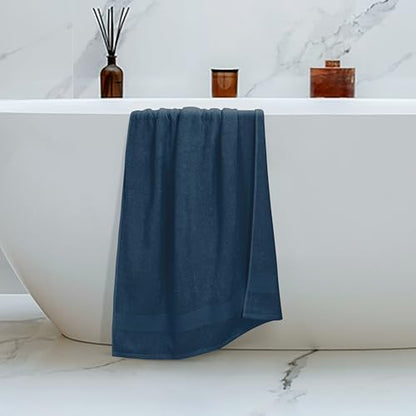 Belizzi Home 4 Pack Bath Towel Set 27x54, 100% Ring Spun Cotton, Ultra Soft Highly Absorbent Machine Washable Hotel Spa Quality Bath Towels for Bathroom, 4 Bath Towels - Mineral Blue