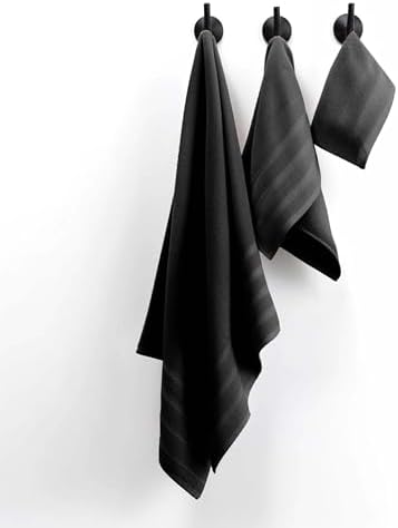 Hearth & Harbor Bath Towels for Bathroom - 100% Ring Spun Cotton Luxury Bathroom Towels - Soft & Highly Absorbent Bath Towels Set, 6 Piece Set, Black