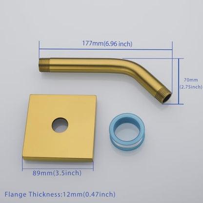 Stainless Steel Shower Arm Wall Mounted Shower Head Extension Pipe Bathroom Accessories 6 Inch Champagne Bronze,SW-91018-6CB-SQ.