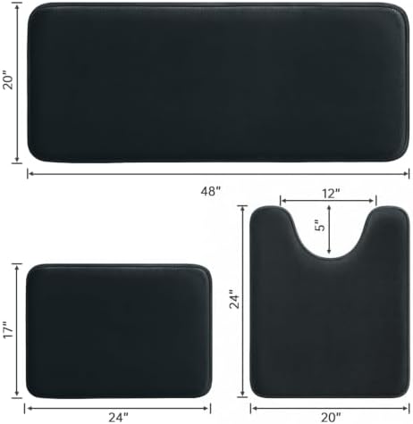 HUXMEYSON 3-Piece Memory Foam Bathroom Rug Set, Black