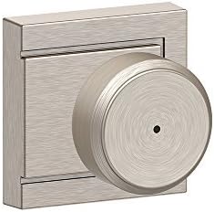 Schlage F40 BWE 619 ULD Bowery Knob with Upland Trim Bed and Bath Lock, Satin Nickel