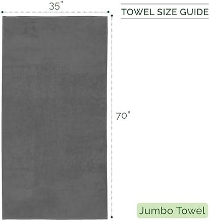 Elegant Comfort 100% Turkish Cotton Corduroy Ribbed Luxury Jumbo Bath Towel Ultra Soft - 35 x 70 Inch - Luxury Spa Premium Hotel Quality Highly Absorbent and Quick Dry Large Bath Towel, Gray