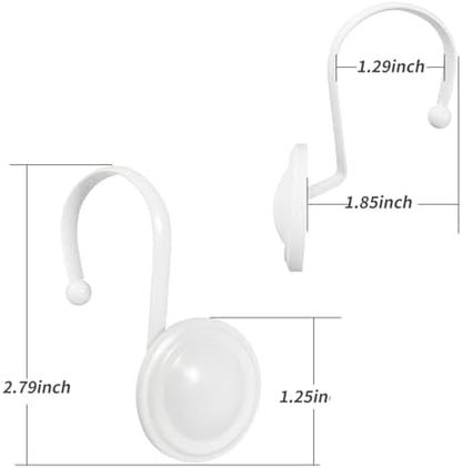 CHICTIE White Shower Curtain Hooks Rings, Decorative Shower Hook for Shower Curtain, Rustproof Modern Shower Rings Hangers for Bathroom Curtains Rods, Set of 12