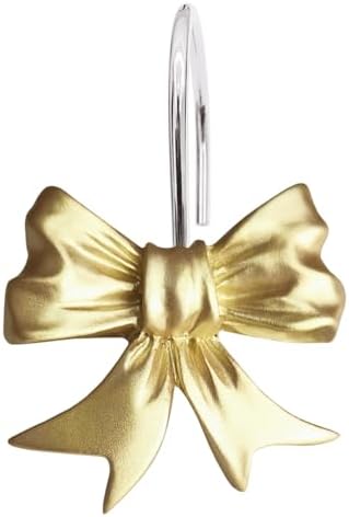 CHICTIE Decorative Shower Curtain Hooks, Bow Knot Shower Curtain Rings Hooks for Bathroom Baby Kids Room Rustproof Shower Hooks (Gold)