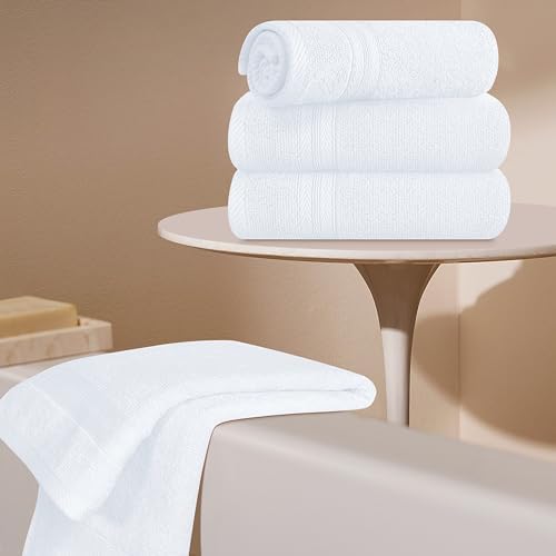 BOUTIQUO Ultra Soft 6-Piece Hand Towel Set 16x28-100% Ringspun Cotton - Durable & Highly Absorbent Hand Towels - Ideal for use in Bathroom, Kitchen, Gym, Spa & General Cleaning - White