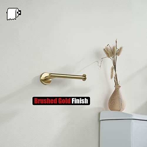 JQK Gold Toilet Paper Holder, 5 Inch Tissue Paper Dispenser, 304 Stainless Steel Thick 0.8mm Wall Mount, Brushed Brass, 2 Pack, TPH120-BG-P2
