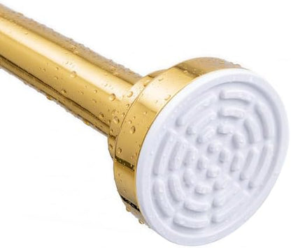 Ausemku Shower Curtain Rod - 32-43 Inch Rustproof Tension Rod, Non-Slip Spring Design, No Drilling Adjustable Curtain Rod for Bathroom, Kitchen, and Closet（Gold）