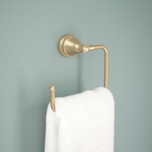 Delta Mylan (1-Pack) Hand Towel Holder Champagne Bronze Towel Racks for Bathroom Wall Square Towel Ring Holder for Bath Towel Hanger for Kitchen, Bathroom Accessories MYN46-CZ