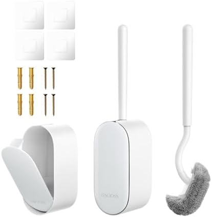 Bathroom Toilet Brush, OSCIOSS Toilet Bowl Brush with Ergonomic Design, Compact Size, Durable Bristles, Wall Mounted RV Toilet Brush for Bathroom Cleaning (White, 2pack)