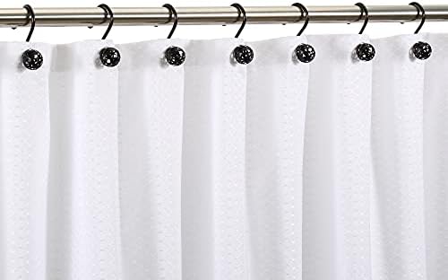 Chictie Black Shower Curtain Hooks Rings - Oil Rubbed Decorative Shower Curtain Hooks,Set of 12 Metal Rustproof Shower Hangers Rings for Bathroom Curtains Rods Hollow Ball Design
