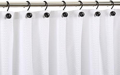 Chictie Black Shower Curtain Hooks Rings - Oil Rubbed Decorative Shower Curtain Hooks,Set of 12 Metal Rustproof Shower Hangers Rings for Bathroom Curtains Rods Hollow Ball Design