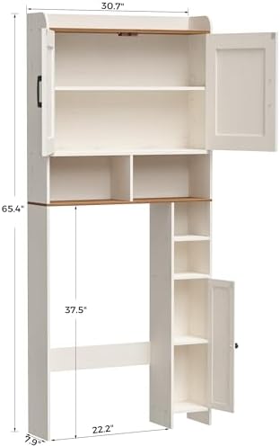 Homhedy Wooden Over The Toilet Storage Cabinet with Barn Door