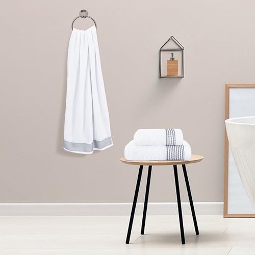 Belizzi Home Ultra Soft 3 Pack Cotton Towel Set, Contains a Bath Towel 28x55 inch, a Hand Towel 16x24 inch & a Wash Coth 12x12 inch, Ideal Everyday use, Compact & Lightweight - White