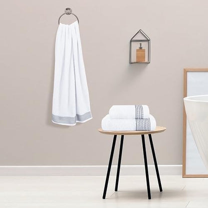 Belizzi Home Ultra Soft 3 Pack Cotton Towel Set, Contains a Bath Towel 28x55 inch, a Hand Towel 16x24 inch & a Wash Coth 12x12 inch, Ideal Everyday use, Compact & Lightweight - White