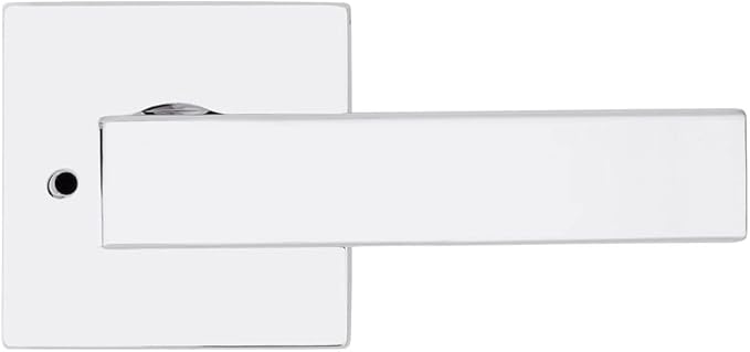 Kwikset Singapore Interior Privacy Door Handle with Lock, Door Lever For Bathroom and Bedroom, Polished Chrome Reversible Keyless Turn Lock