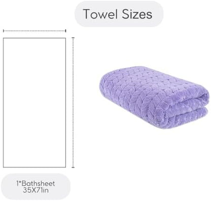BAGNO MILANO Turkish Cotton Bath Towels, Hand Towels - Soft Plush Jacquard Collection Luxury Towels Set (Lilac, Bath Sheet 35x70)