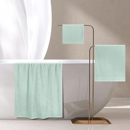 MyOwn Ultra Soft 3 Pack Cotton Towel Set, Contains a Bath Towels 28x55 inch, a Hand Towels 16x24 inch & a Wash Coths 12x12 inch, Ideal Everyday use, Compact & Lightweight - Sea Green