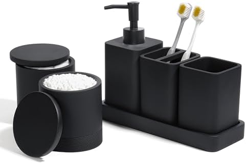 YMXYJM Bathroom Accessories Set, 6 Piece Soap Dispenser Set - Matte Black
