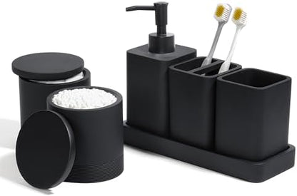 YMXYJM Bathroom Accessories Set, 6 Piece Soap Dispenser Set - Matte Black