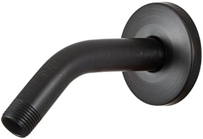 OFFO Shower Arm with Flange, 6 in Oil Rubbed Bronze Wall Mount Replacement Angle Shower Head Arm Wall-Mounted For Fixed Shower Head & Handheld Showerhead