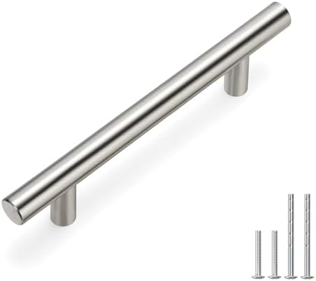 Homdiy Brushed Nickel Drawer Pulls - HD201SN Cabinet Hardware Stainless Steel Kitchen Cupboard Handles, 100 Pack 3-1/2in Hole Centers for Dresser Drawers