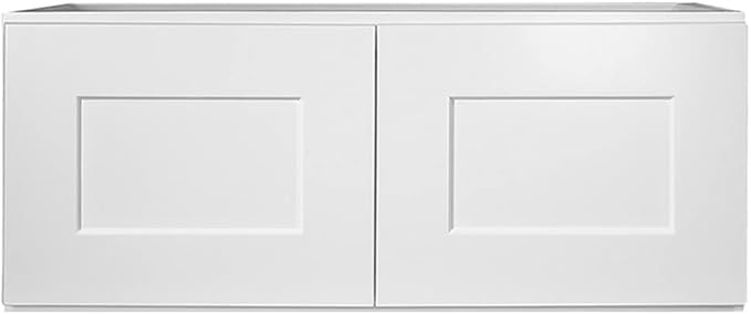 Design House Brookings Shaker Bridge Wall Kitchen Cabinet W3012, 30 W x 12 D x 12 H, Painted White, Solid Wood, Ready to Assemble, 561621