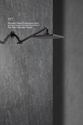 11 Inch Adjustable Shower Head Extension Arm With Locking Set Screw, Singing Rain 304 Stainless Steel Angle Height Adjustable, Easy Install, G1/2 Universal Connector Compatible (Oil Rubber Bronze)