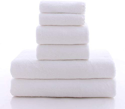 MOONQUEEN Ultra Soft Towel Set - Quick Drying - 2 Bath Towels 2 Hand Towels 2 Washcloths - Microfiber Coral Velvet Highly Absorbent Towel for Bath Fitness, Sports, Yoga, Travel (White, 6 Pieces)