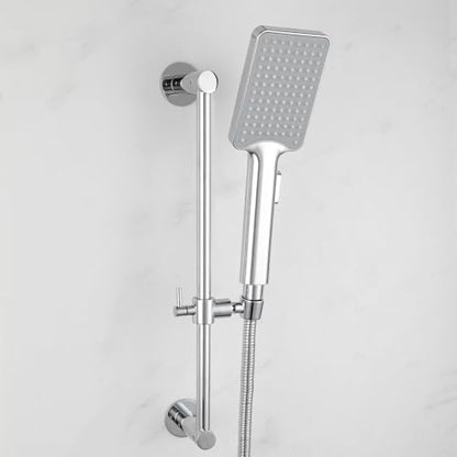 Shower Slide Bar Adjustable Handheld Shower Head Holder Wall Mount - 15inch All-Metal Shower Head Slide Bar Compatible with Bathroom Drill Free Glue Installation - Polished Chrome