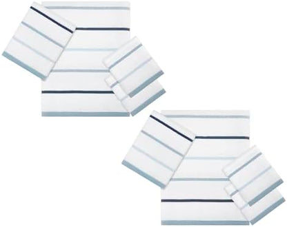IZOD – Washcloths, Plush Ringspun Cotton Blend Towels with Absorbent Terry & Durable Hem, Striped Bathroom Towels, Set of 4 (Sandbar Blue)