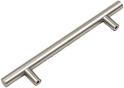 homdiy 5 Pack | Cabinet Handles Brushed Nickel Round Bar Cabinet Pulls 5in Hole Center HD201SN Stainless Steel Drawer Pulls Kitchen Cabinet Handles Cupboard Handles 5 Pack