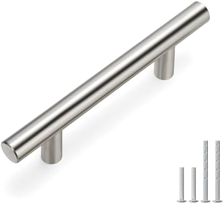 homdiy | 50 Pack 3in Hole Centers | Cabinet Handles Nickel Drawer Pulls Stainless Steel, Bar Handle Pull with Brushed Nickel Finish | Kitchen Cabinet Hardware/Dresser Drawers 201SN