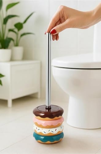 Deep & Sturdy Toilet Bowl Brush with Holder - Doughnut Bowl Brush - Durable Scrubbing - Toilet Cleaners - Household Essentials - Bathroom Cleaner - Cleaning Supplies - Household Supplies