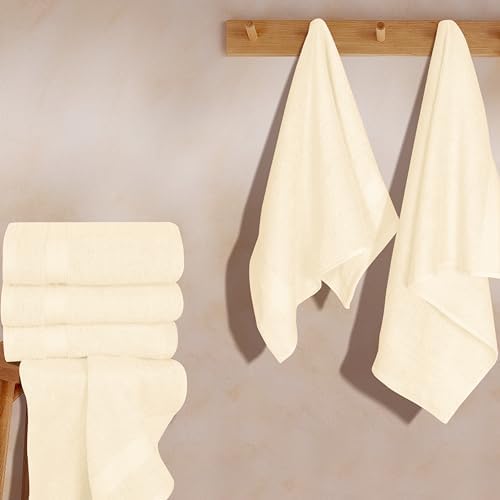 GLAMBURG Ultra Soft 6-Piece Hand Towel Set 16x28-100% Ringspun Cotton - Durable & Highly Absorbent Hand Towels - Ideal for use in Bathroom, Kitchen, Gym, Spa & General Cleaning - Ivory