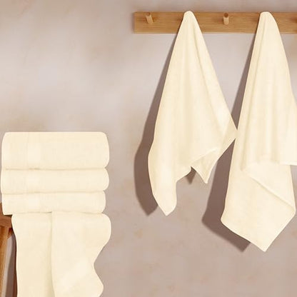 GLAMBURG Ultra Soft 6-Piece Hand Towel Set 16x28-100% Ringspun Cotton - Durable & Highly Absorbent Hand Towels - Ideal for use in Bathroom, Kitchen, Gym, Spa & General Cleaning - Ivory