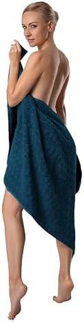 BAGNO MILANO Turkish Cotton Bath Towels, Hand Towels - Soft Plush Jacquard Collection - Highly Absorbent Towel Set (Petrol Blue, 2 pcs Bath Towel Set)