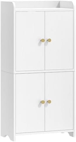 HEXCELEN Small Storage Cabinet, Modern Minimalism, White