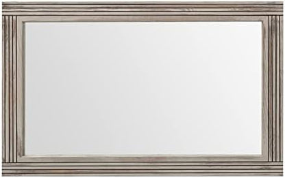 YOSHOOT Hand-Made Wooden Spliced Wall Mirror for Bathroom, Rustic Farmhouse Vanity Mirror, Décor Wall Art, Solid Wood Frame, Vertical or Horizontal Hanging, 53" x 28", Grey