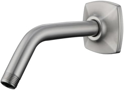 Angled Shower Arm with Flange 6 Inch Stainless Steel Stream Shower Head Replacement Pipe Wall Mounted Extension Arm, Brushed Nickel SW-91018-6BN.
