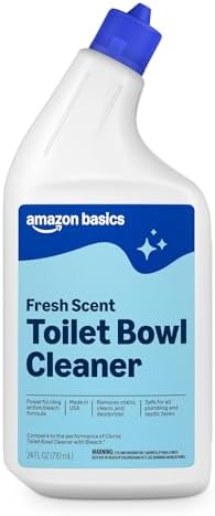 Amazon Basics Toilet Bowl Cleaner with Cling Action Formula, Bleach, Fresh Scent, 24 Fl Oz, Pack of 1, Packaging May Vary