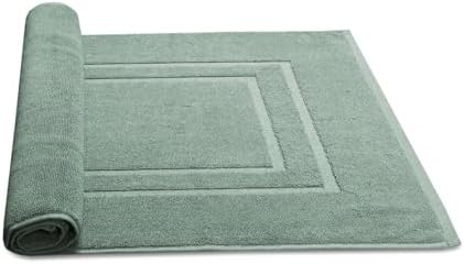Feather & Stitch 2 Piece Towel Like Bath Mats (30x21 Inch) 100% Cotton Terry Bath Mat, Bathroom Shower Floor Mat [NOT A Bathroom Rug], Soft Absorbent Washable Mats - Granite Green