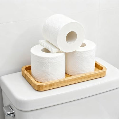 Bamboo Vanity Bathroom Tray for Counter, Bamboo Tray for Bathroom, Toilet Tank, Perfume 11.8L x 5.9W x 0.8H inch (Bamboo)