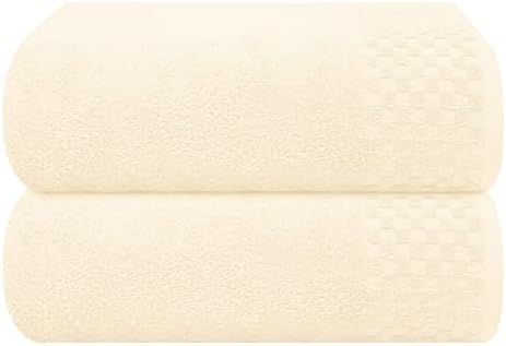 MyOwn Ultra Soft 2 Pack Oversized Bath Towel Set 28x55 inches, Cotton Large Bath Towels, Highly Absorbant Compact Quickdry & Lightweight Towel, Ideal for Gym Travel Camp Pool - Ivory