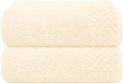 MyOwn Ultra Soft 2 Pack Oversized Bath Towel Set 28x55 inches, Cotton Large Bath Towels, Highly Absorbant Compact Quickdry & Lightweight Towel, Ideal for Gym Travel Camp Pool - Ivory
