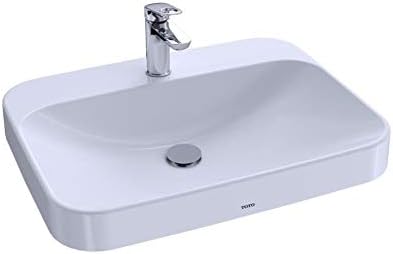 TOTO® Arvina™ Rectangular 23" Vessel Bathroom Sink with CEFIONTECT for Single Hole Faucets, Cotton White - LT416G#01