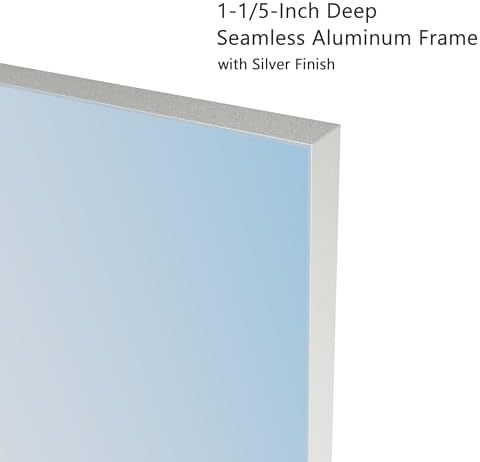 VocalStar 24 x 36 Inch Silver Bathroom Mirror for Wall, Square Corner Rectangle Nickel Metal Framed Bathroom Vanity Mirrors, 1/4-inch Shatterproof Glass | Ultra-Flush Hanging