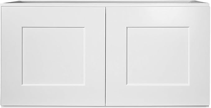 Design House Brookings Shaker Unassembled Bridge Wall Kitchen Cabinet W2412, 24 W x 12 D x 12 H, Painted White with Sherwin Williams®, Solid Wood – Design House, 543264