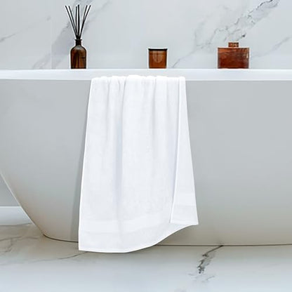 Belizzi Home 4 Pack Bath Towel Set 27x54, 100% Ring Spun Cotton, Ultra Soft Highly Absorbent Machine Washable Hotel Spa Quality Bath Towels for Bathroom, 4 Bath Towels - White